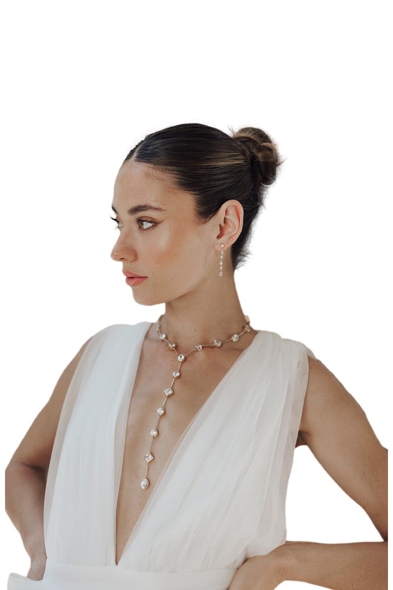 Taurus Crystal Drop Earrings, Alternate, color, Gold