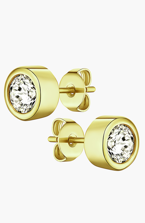 Lovery 14k Gold Earring And Bath Bomb Gift Set In Bezel Synthetic Diamond