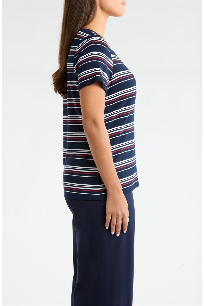 Stripe V-Neck Terry T-Shirt, Alternate, color, DARK NAVY/ WHITE/ FB STP