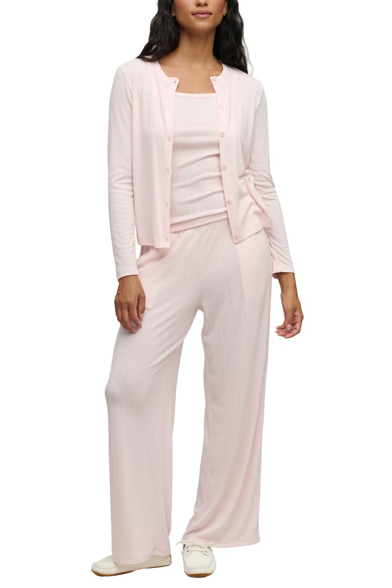 Scalloped Trim Pointelle Wide Leg Pants, Alternate, color, PINK SAND
