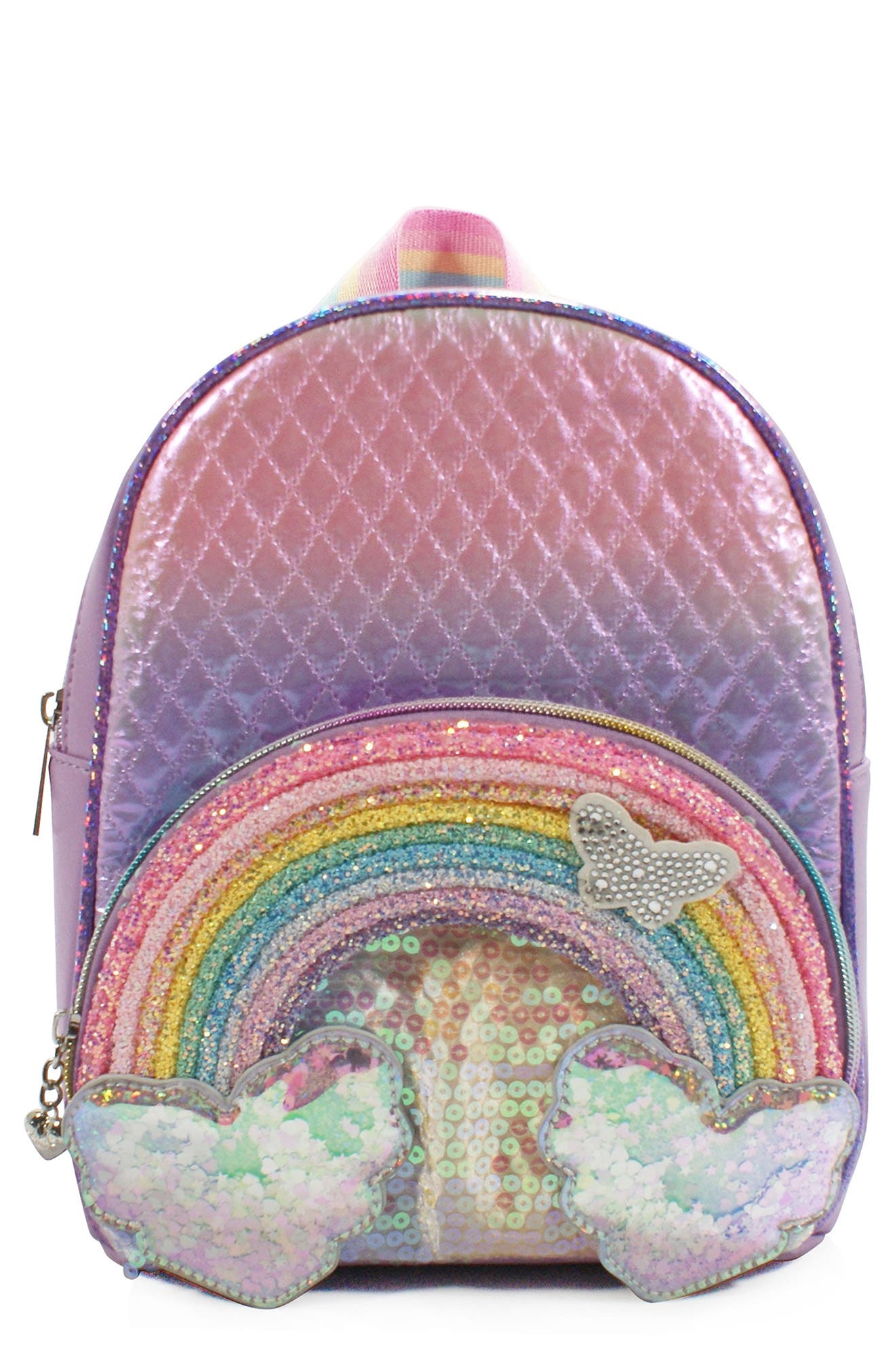 OMG Accessories Rainbow Ombré Mini Backpack, Main, color, 