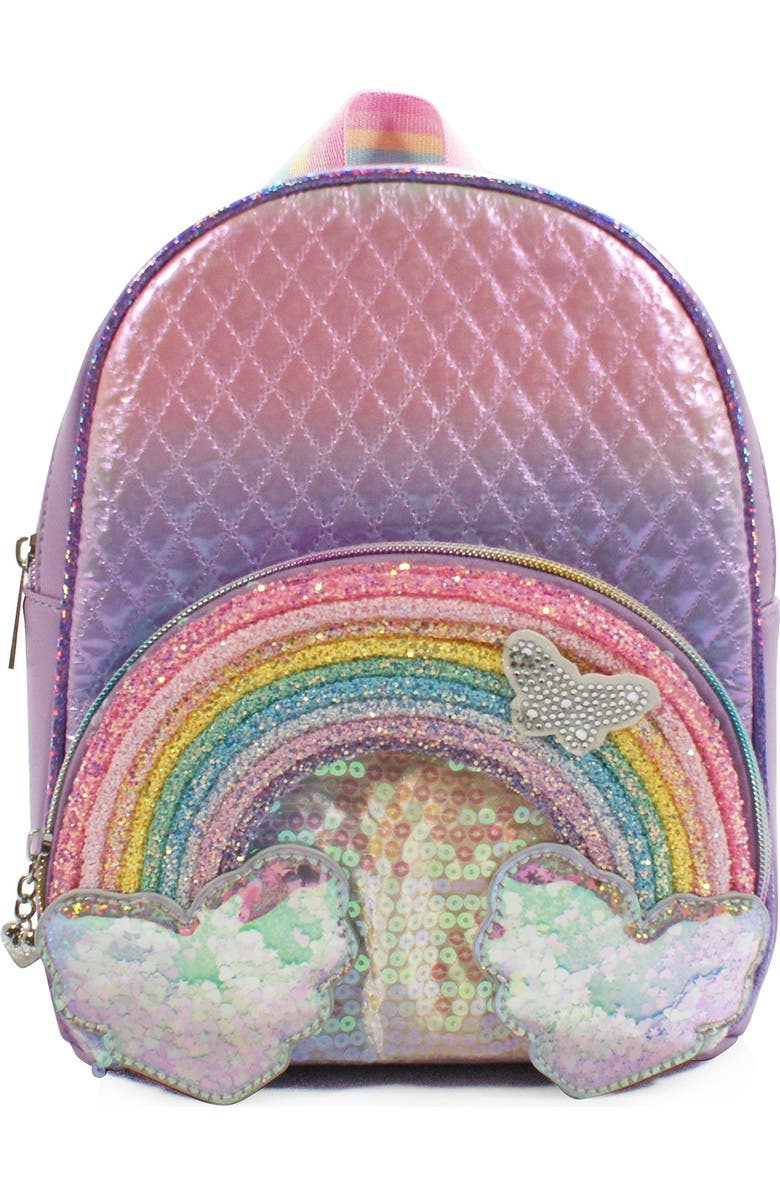 OMG Accessories Rainbow Ombré Mini Backpack, Main, color,