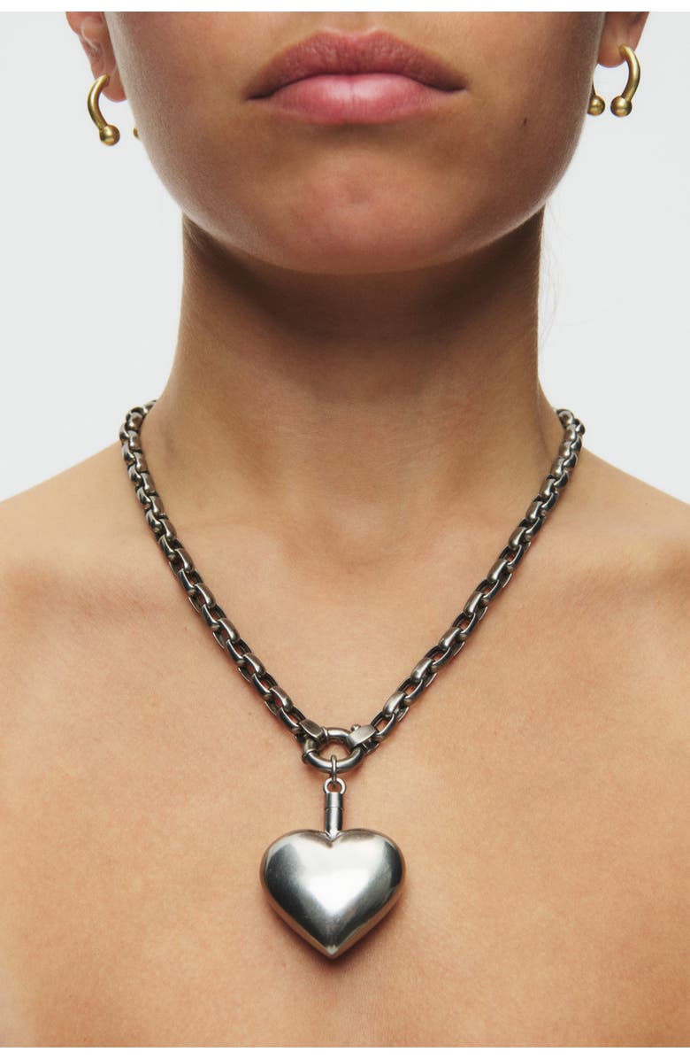 67jewelry Puffed Heart Paperclip Necklace, Alternate, color, Silver