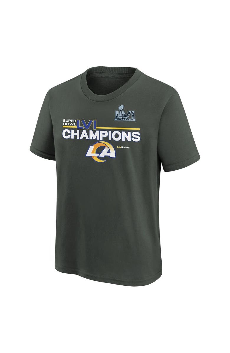 Nike Youth Nike Anthracite Los Angeles Rams Super Bowl LVI Champions Roster T-Shirt, Alternate, color, 