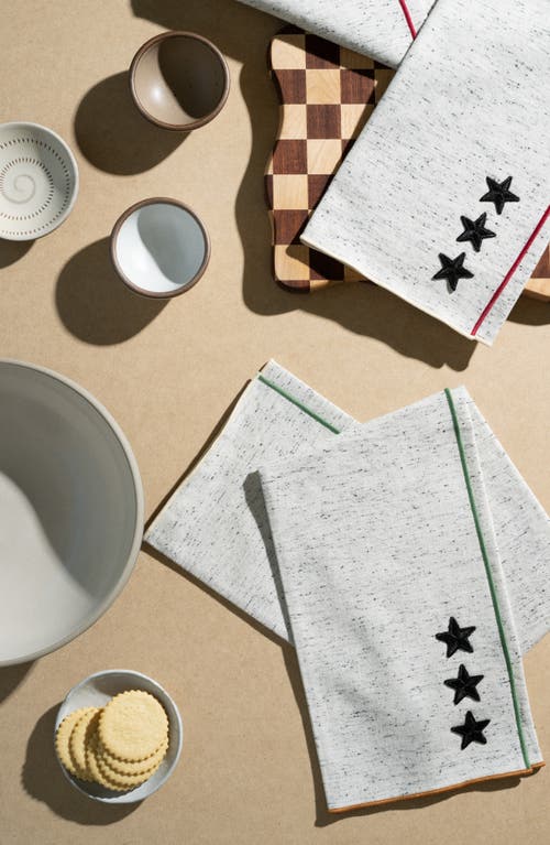Atelier Saucier Varsity Set Of 2 Tea Towels In White