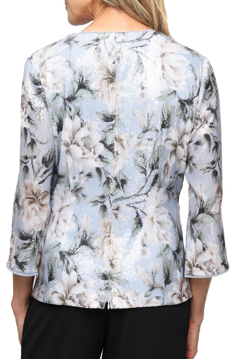 Alex Evenings Floral Sequin Top, Alternate, color, Hydro Multi