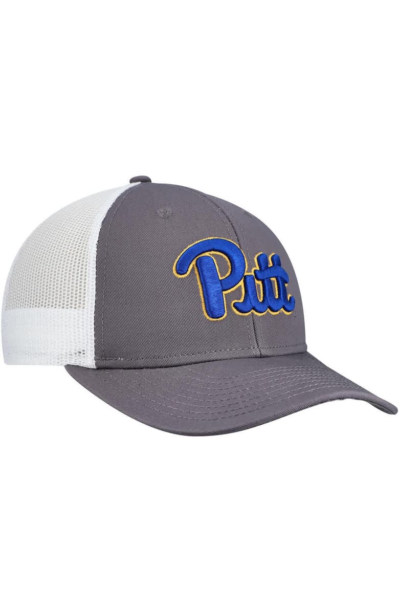 TOP OF THE WORLD Men's Top of the World Gray/White Pitt Panthers Victory Baseline Trucker Adjustable Hat, Alternate, color,