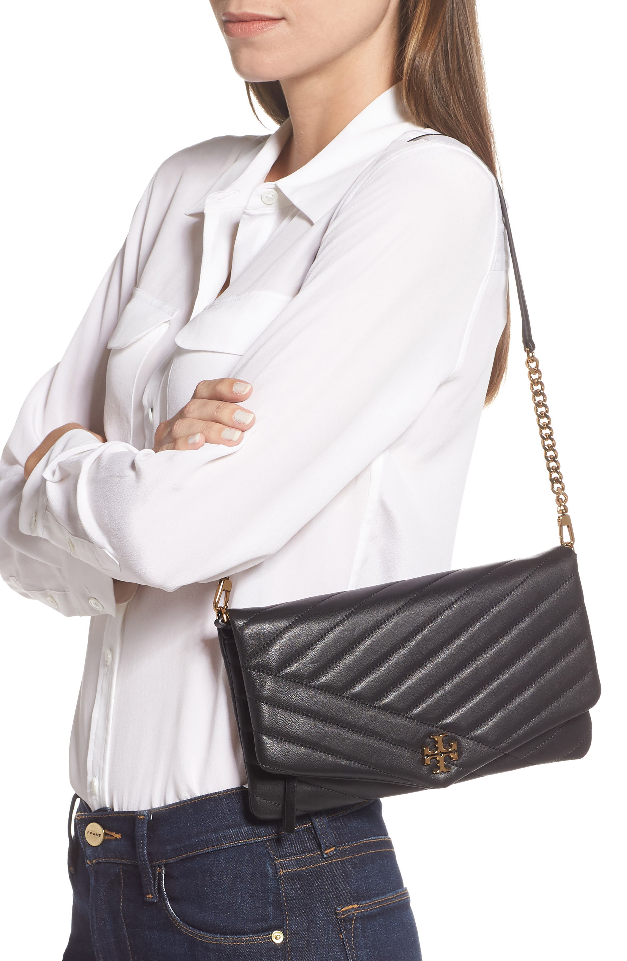 Tory Burch Kira Chevron Quilted Leather Clutch, Alternate, color, 