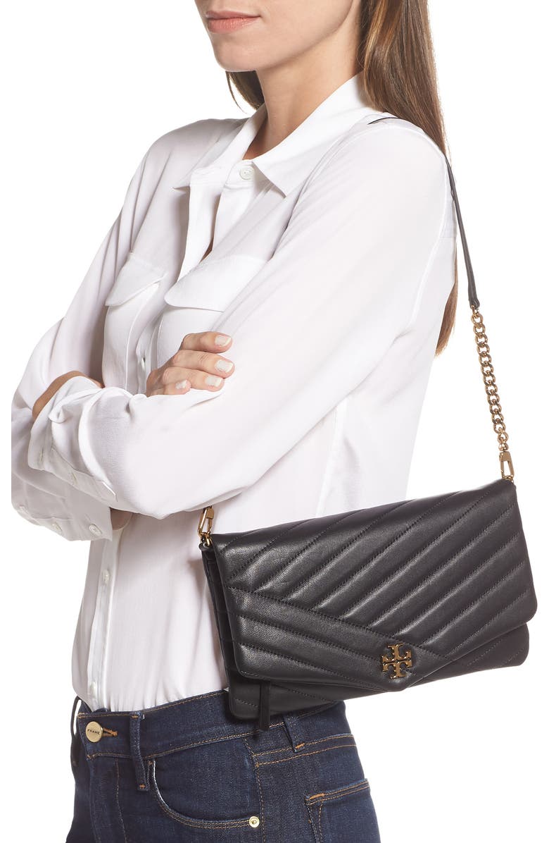 Tory Burch Kira Chevron Quilted Leather Clutch, Alternate, color,