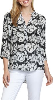 APNY Mixed Stripe Mandarin Collar Button-Up Shirt