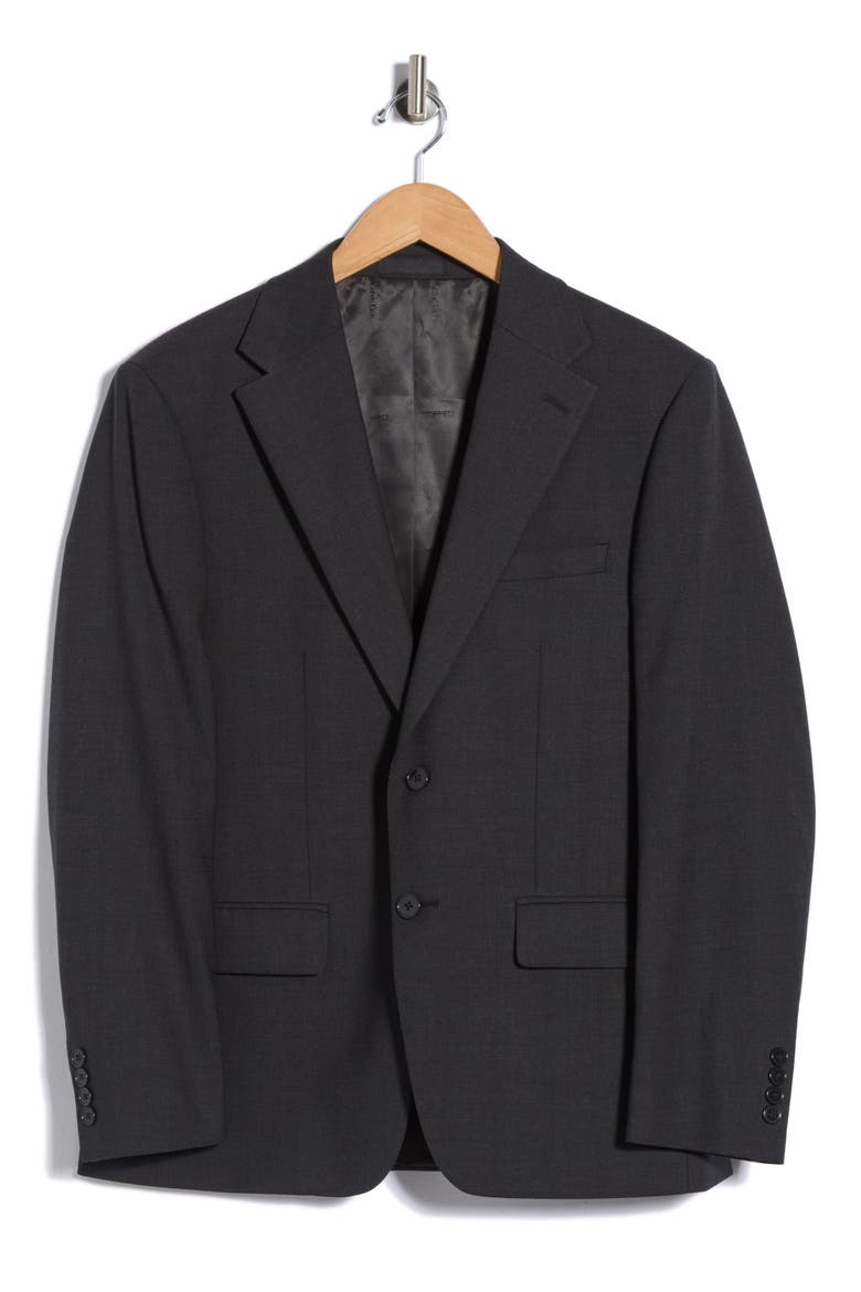 Stretch Wool Blend Suit Jacket, Main, color, DARK GREY WINDOWN