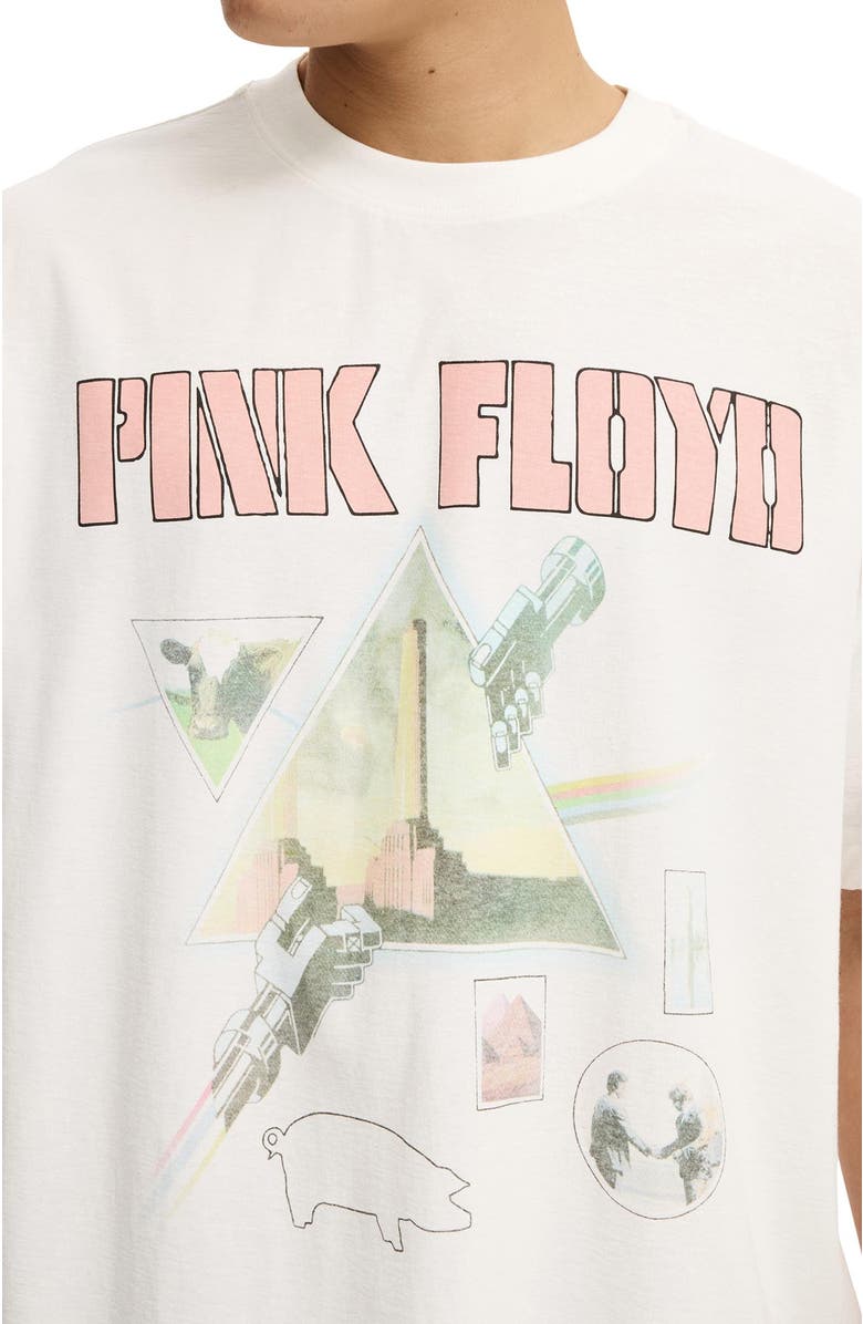 Cotton On Men's Box Fit Premium Music T-Shirt, Alternate, color, Vintage White  Pink Floyd -