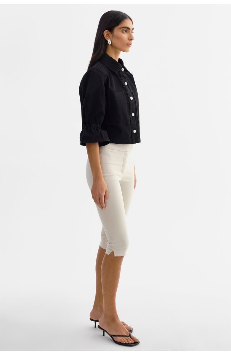 LAMARQUE Carolina D | Denim Ruffle Sleeve Jacket, Alternate, color, Black