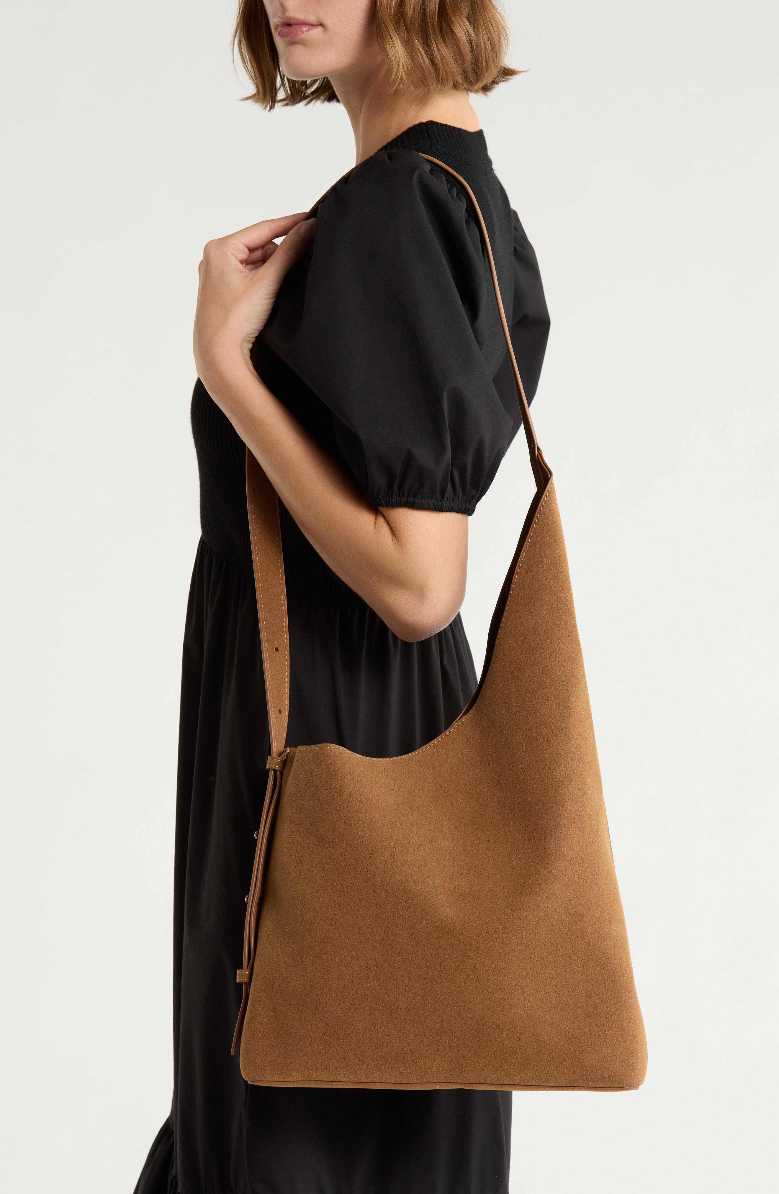 Faux Suede Asymmetric Shoulder Bag, Alternate, color, CARAMEL