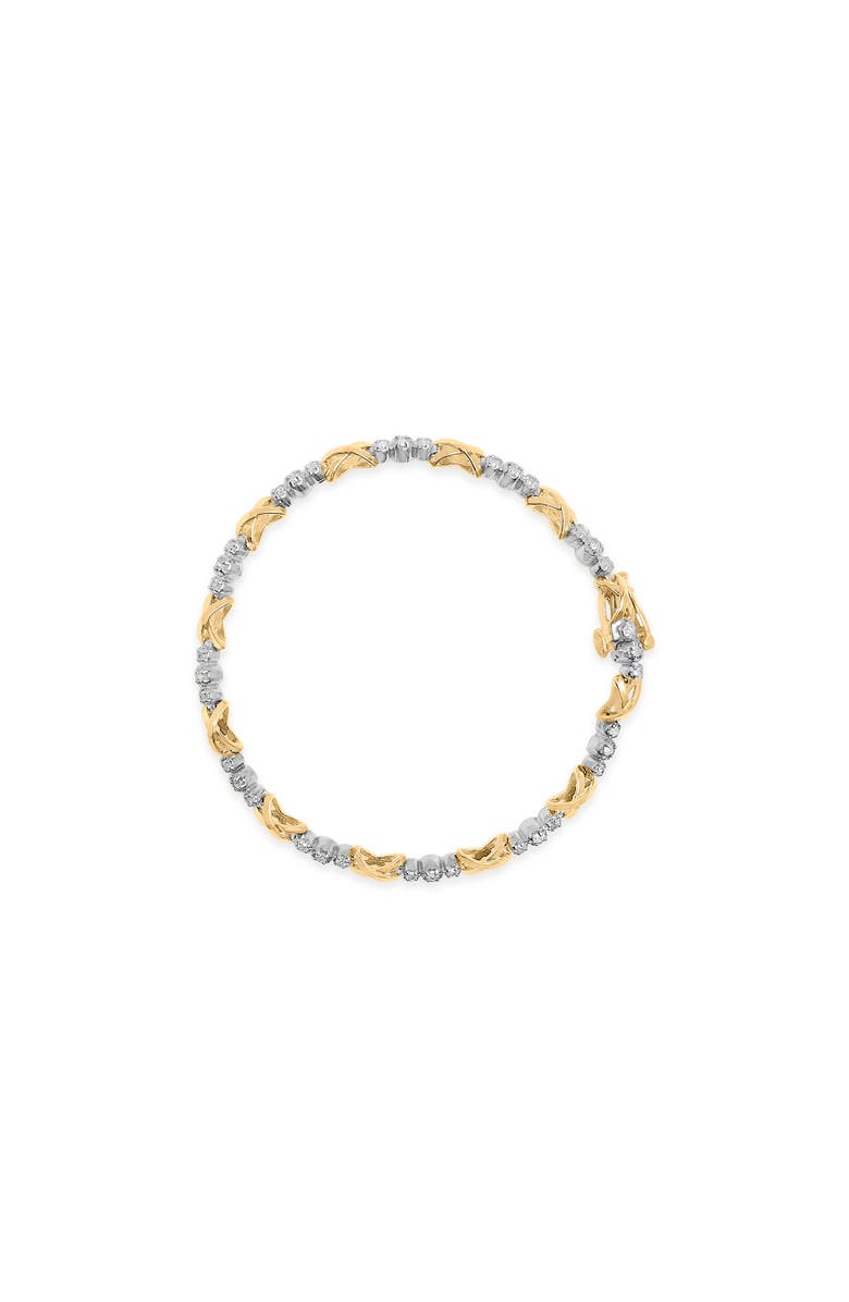Haus of Brilliance 10K Two-Tone Gold 1/2 Cttw Diamond Alternating 3 Stone and X-Link Bracelet, Alternate, color, Yellow