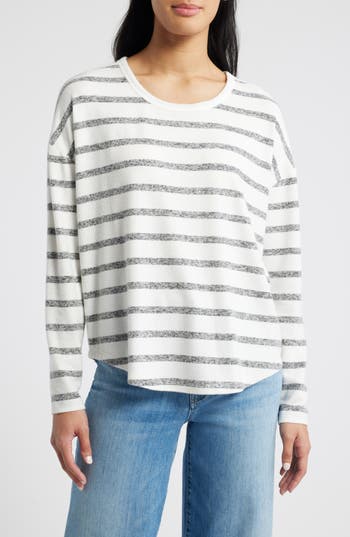 LUCKY BRAND LUCKY BRAND STRIPE CREWNECK KNIT SHIRT 