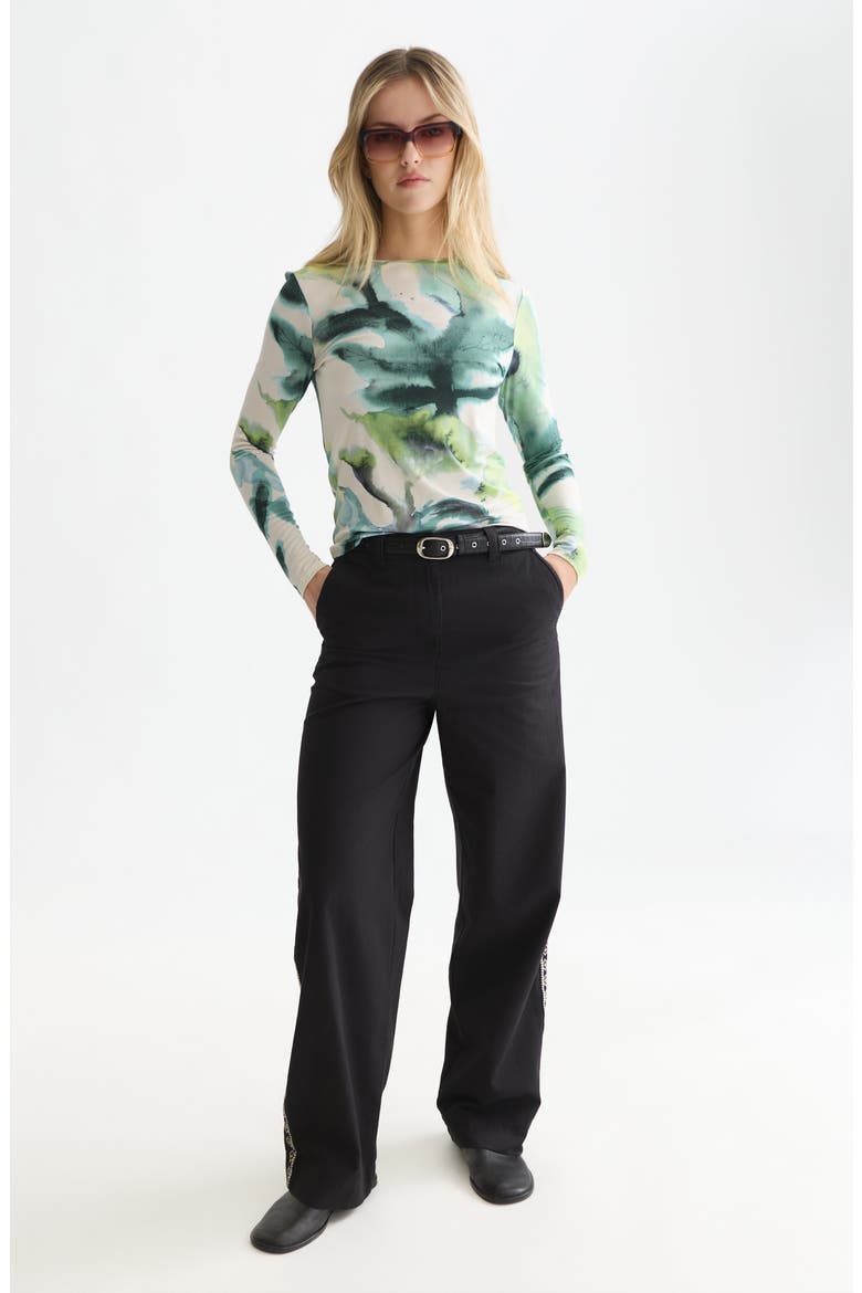 Print Long Sleeve T-Shirt, Alternate, color, WATERCOLOURFLOWER BALSAM GREEN