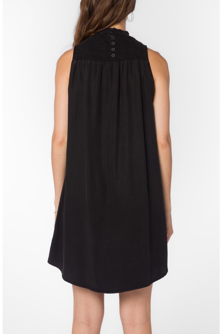 Smocked Sleeveless Shift Dress, Alternate, color, BLACK