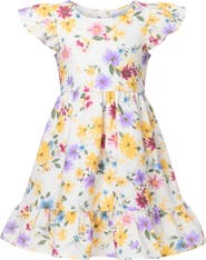 Mia Belle Girls Sunlit Garden Floral Easter Bow Dress