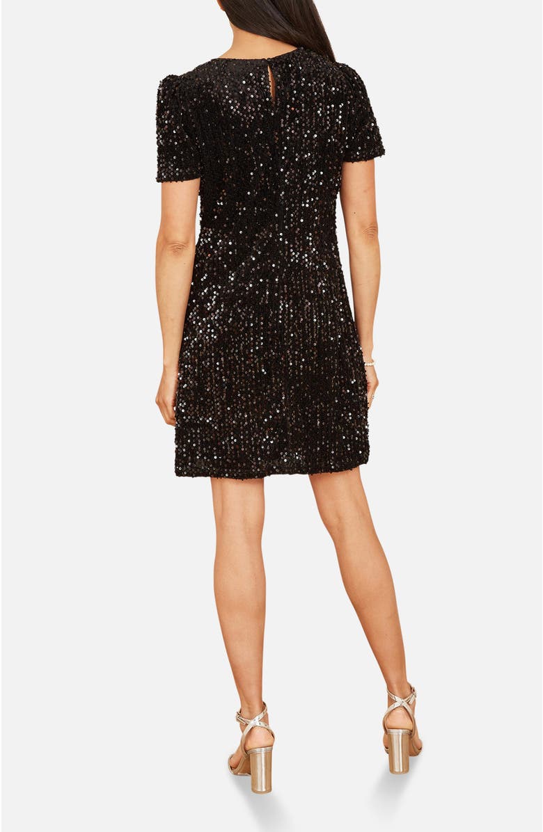 Yumi Sequin Tunic Mini Dress, Alternate, color, Black
