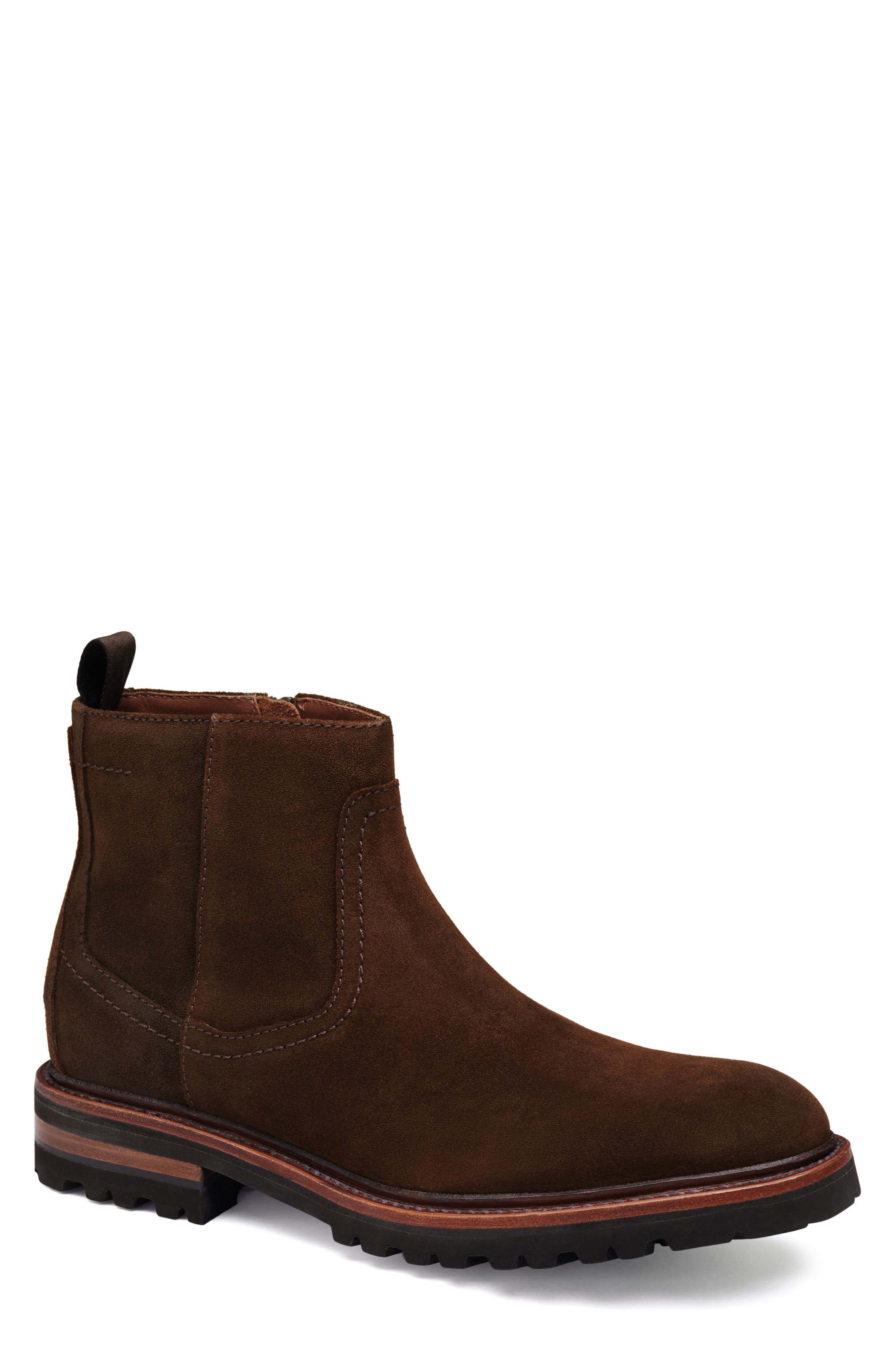 Johnston & Murphy Dudley Lug Water Resistant Boot, Main, color, Brown Waxed English Suede
