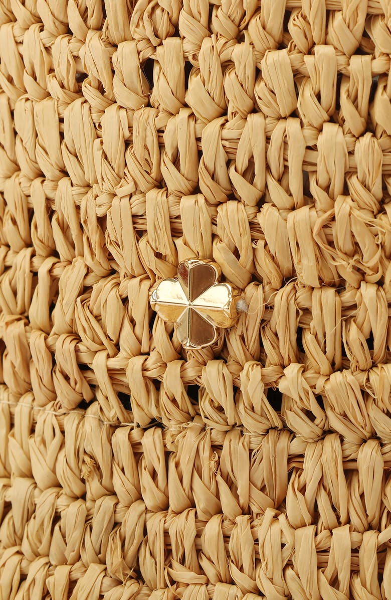 Kate Spade New York piped straw cloche hat, Alternate, color, Black