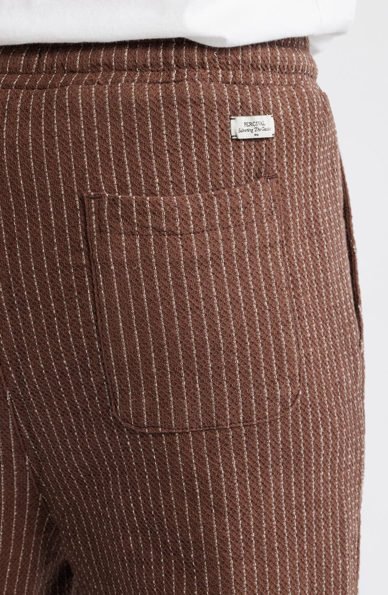 Percival Sorrento Pinstripe Cotton & Linen Drawstring Pants, Alternate, color, Brown