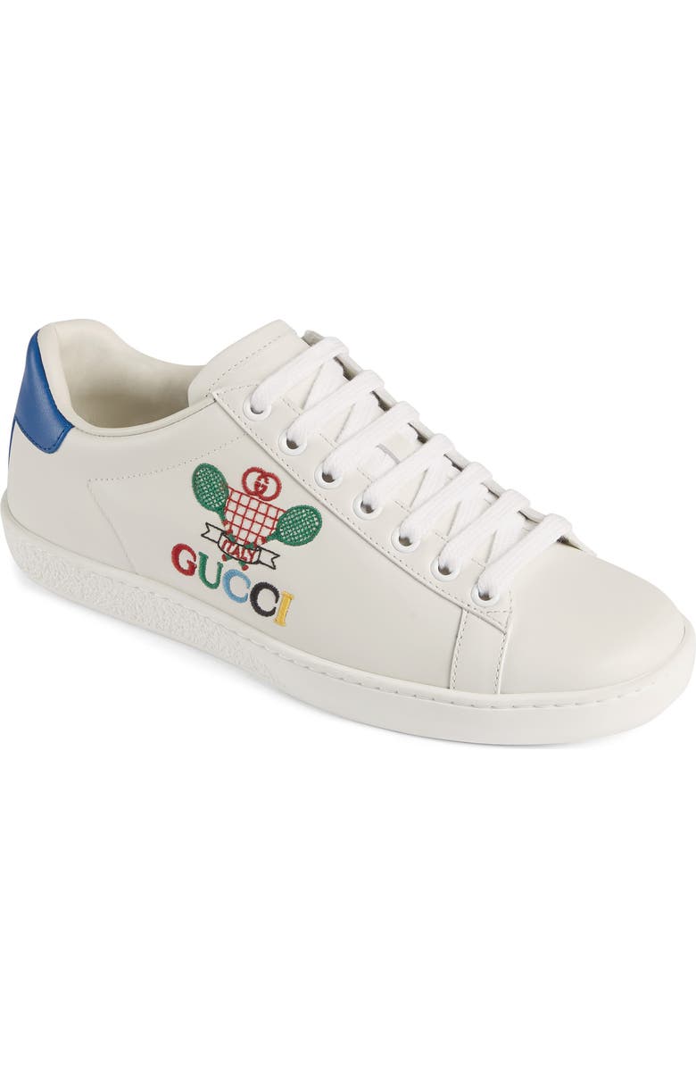 Gucci New Ace Embroidered Tennis Sneaker, Main, color,