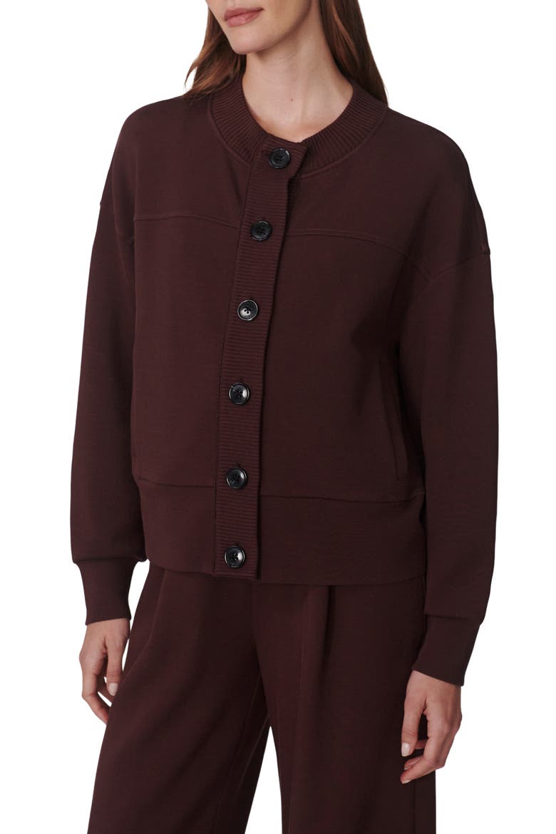 Olwen Sweatshirt Cardigan, Main, color, DEEP MAHOGANY