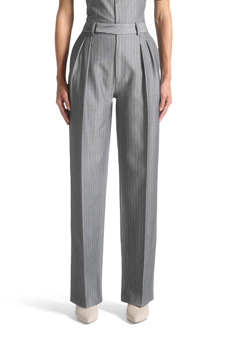 Julie Pinstripe Twin Pleat Tailored Trousers, Main, color, Grey