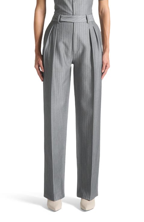 Julie Pinstripe Twin Pleat Tailored Trousers