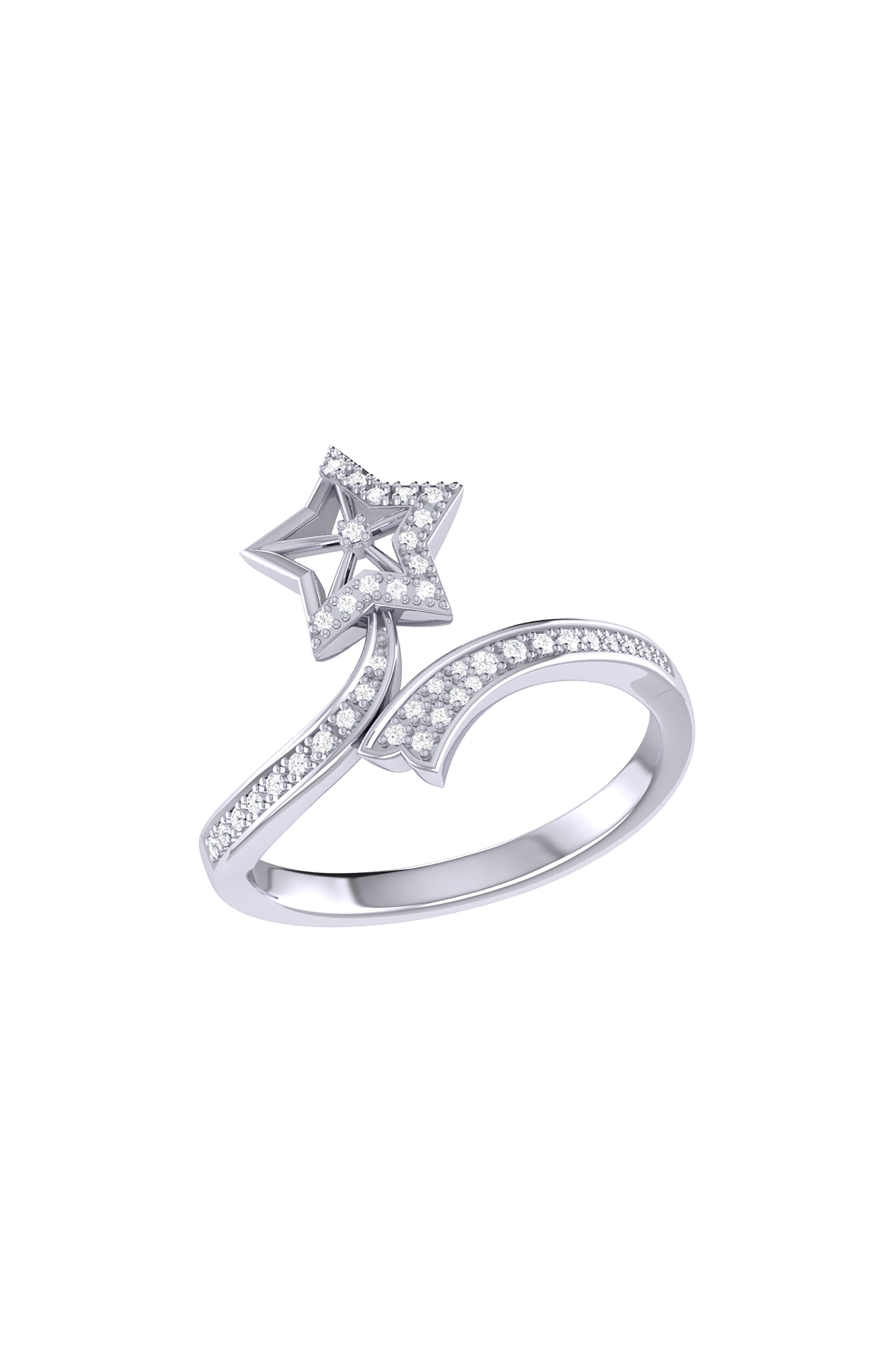 LuvMyJewelry Dreamer Lucky Star Twist Diamond Ring - 0.12ct.