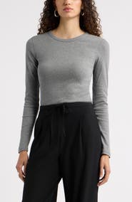 Nordstrom Ribbed Crewneck Long Sleeve T-Shirt