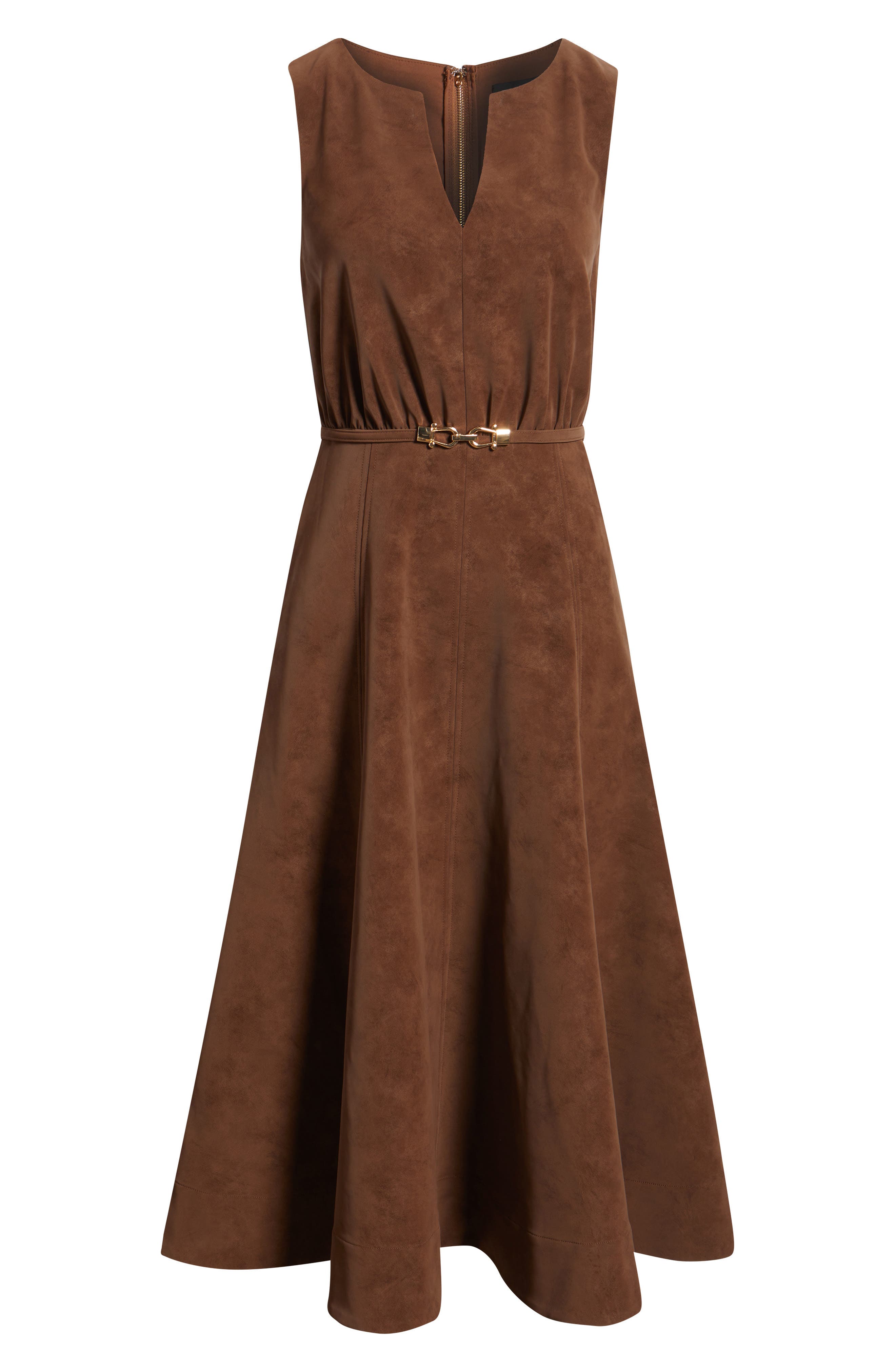 Eloise Belted Faux Suede Midi Dress