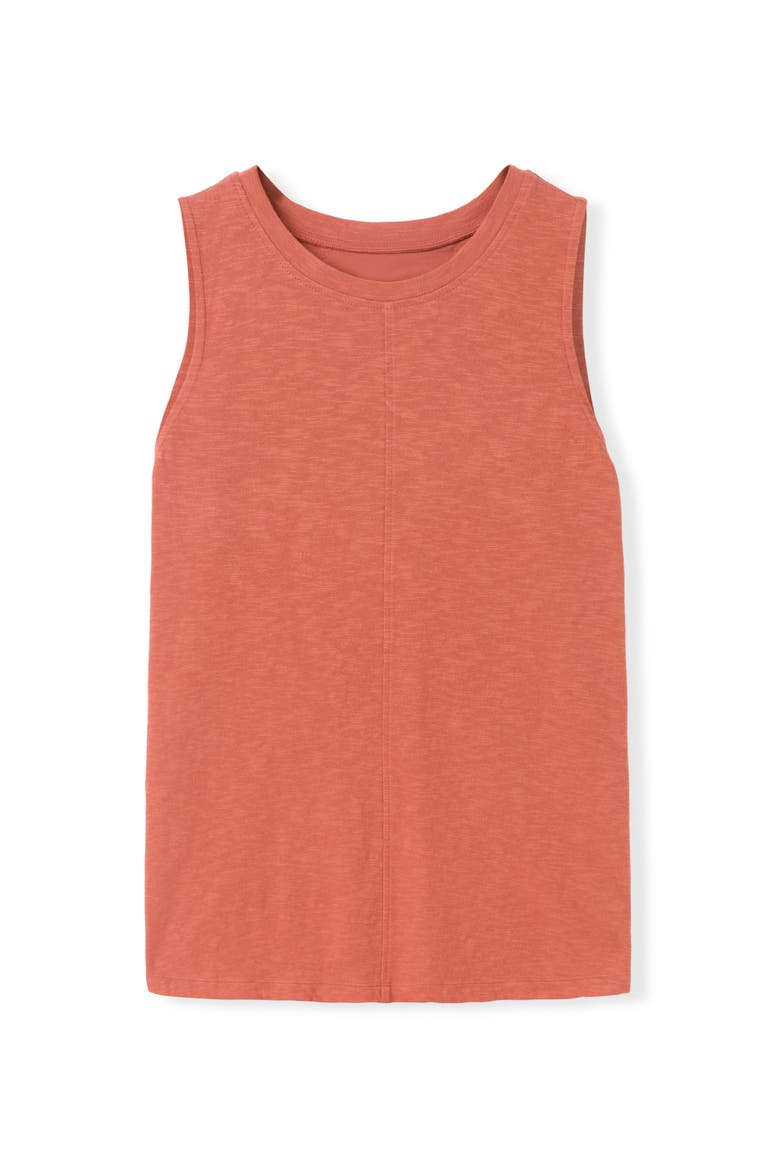 Crew Neck Pleat Back Tank Top, Alternate, color, Redwood