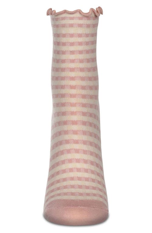 Memoi Gingham Ankle Socks In Pink