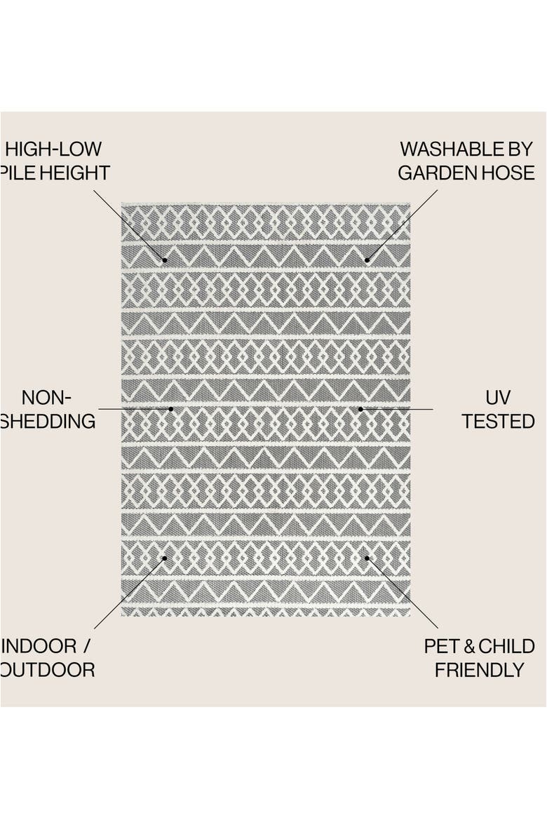 JONATHAN Y Aylan High-Low Pile Knotted Trellis Geometric Indoor/Outdoor Area Rug, Alternate, color, Black/Ivory