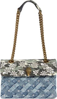 Kurt Geiger London Kensington Crystal Denim Convertible Shoulder Bag