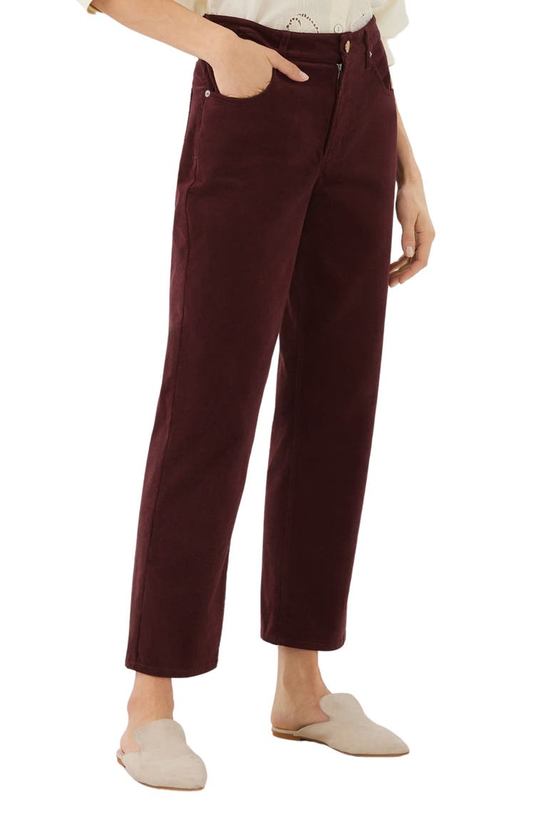 Stretch Corduroy Ankle Pants, Alternate, color, WINE