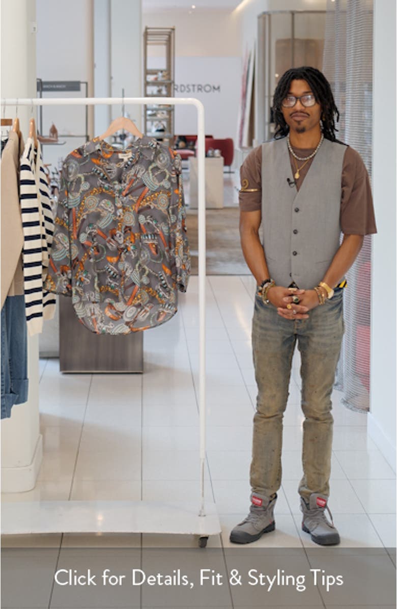 Dani Three-Quarter Sleeve Silk Button-Up Shirt, sales video thumbnail