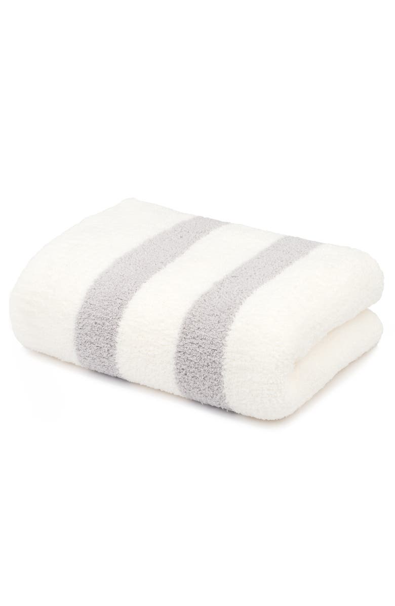 Kashwére Throw - 2 Stripe - Chenilla Classic, Main, color, Creme / Soapstone