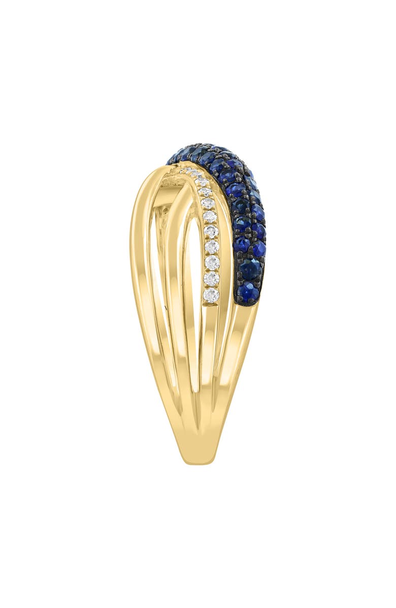 EFFY 14K Gold Diamond & Blue Sapphire Double Band Ring, Alternate, color,
