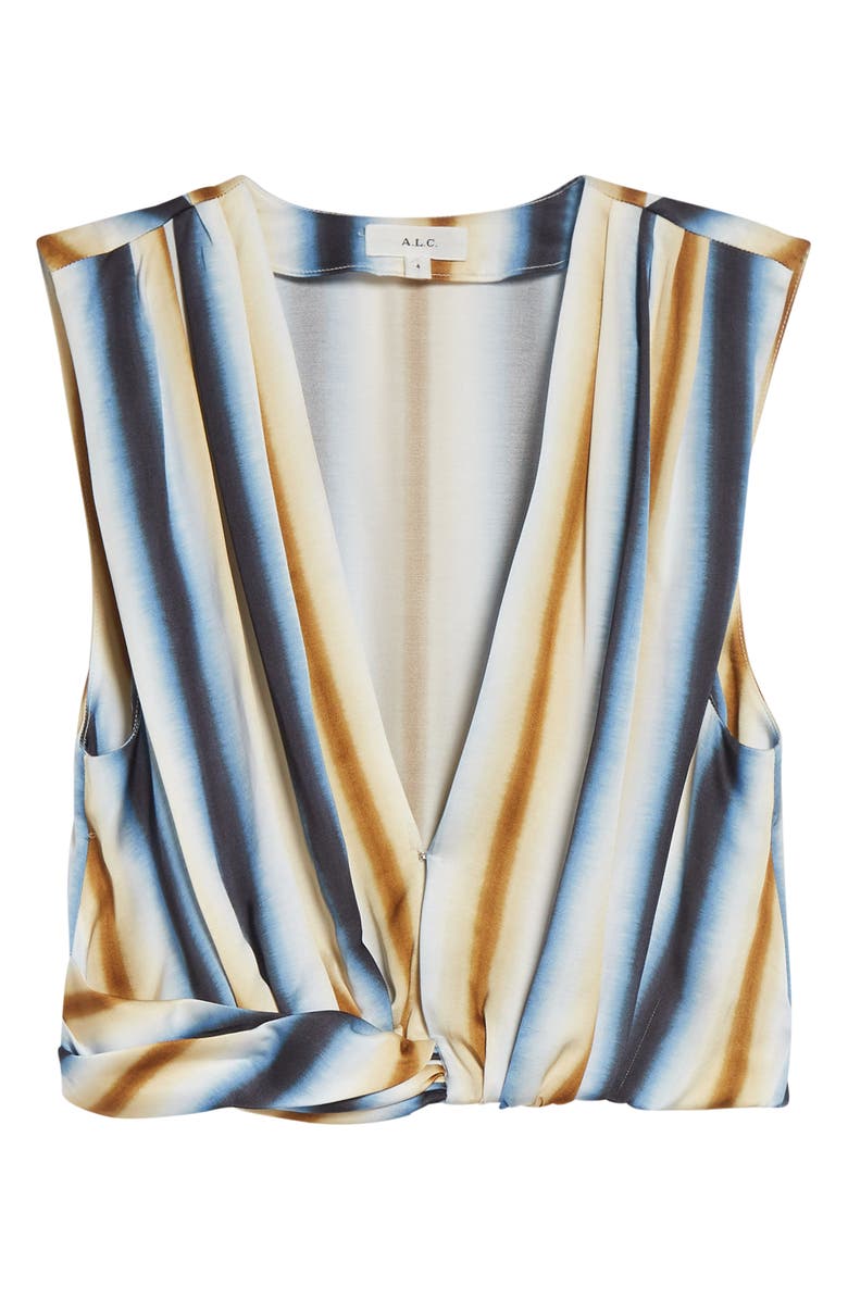 A.L.C. Brooklyn Stripe Crop Top, Alternate, color, Tahoe Blue/ Milk Chocolate