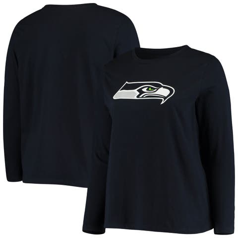 Women's Fanatics Branded College Navy Seattle Seahawks Plus Size Primary Logo Long Sleeve T-Shirt