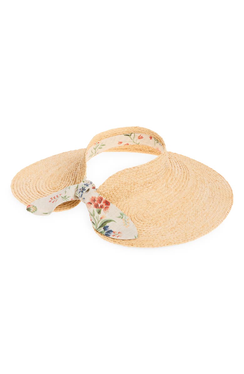 Loeffler Randall Straw Visor, Alternate, color, Natural/ Cream Vine Floral