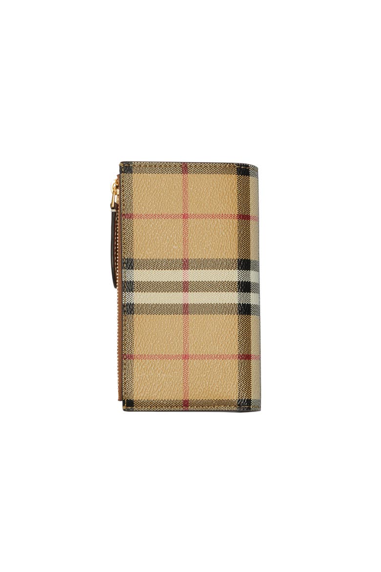 Medium Check Bifold Wallet, Alternate, color, Archive beige/briar brown