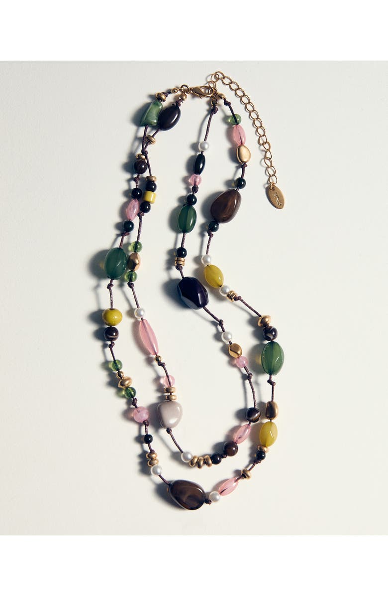 MANGO Beaded Layered Necklace, Alternate, color, Pastel Green