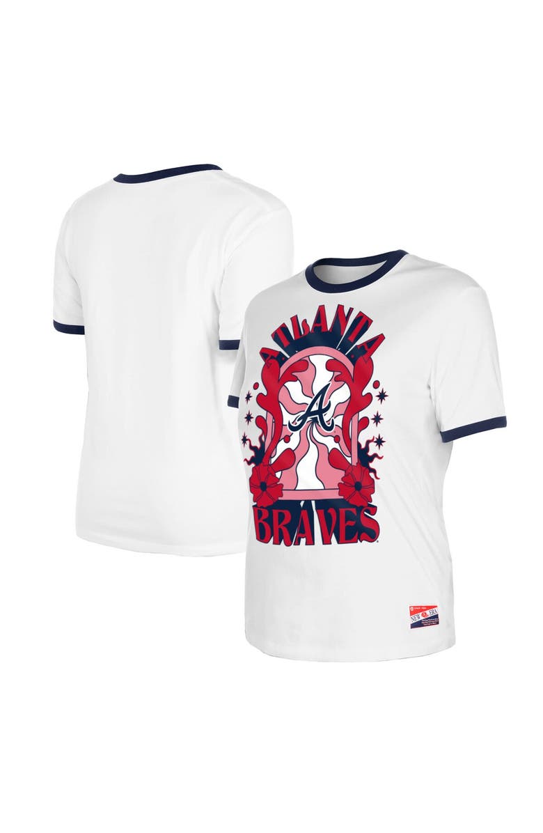 New Era Women's New Era White Atlanta Braves Oversized Ringer T-Shirt, Alternate, color, 