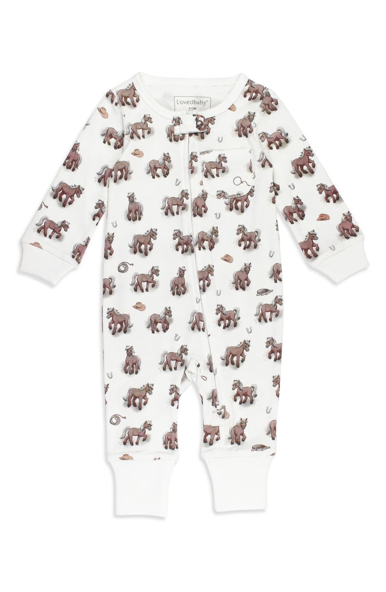 L'ovedbaby Print Organic Cotton Zip Romper, Main, color, Little Lasso