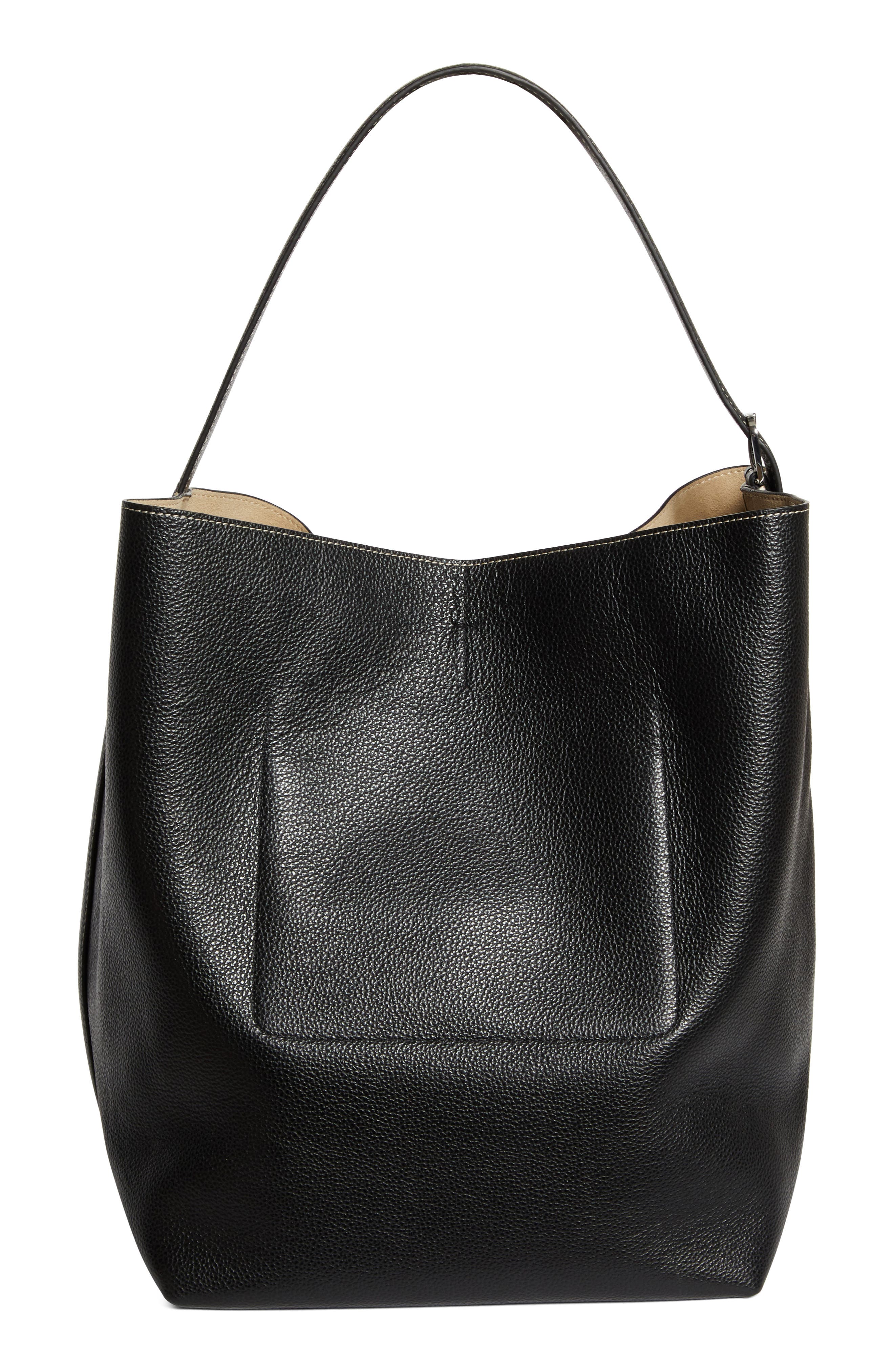 TOTEME Leather Tote, Alternate, color, Black